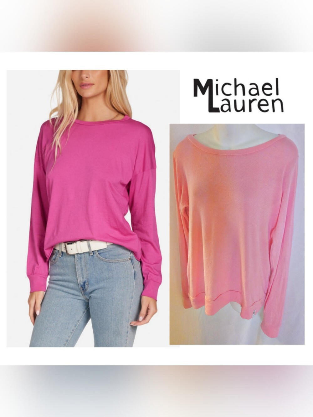 Michael Lauren Pink 94% Rayon  Soft top.  Sz Sm. Stretch. Fits med